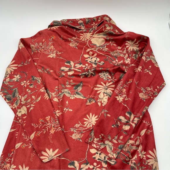 New Soft Surroundings Medium Draped Jacket Cardigan Rustic Botanical Faux Suede - Picture 5 of 15